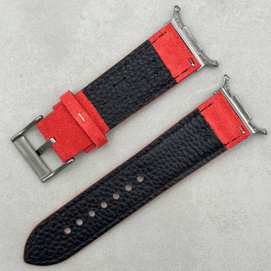 The Paris: Ruby Red Padded Suede Samsung Galaxy Watch Ultra Strap