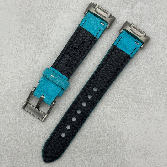 The Paris: Turquoise Blue Padded Suede Fitbit Charge Watch Strap