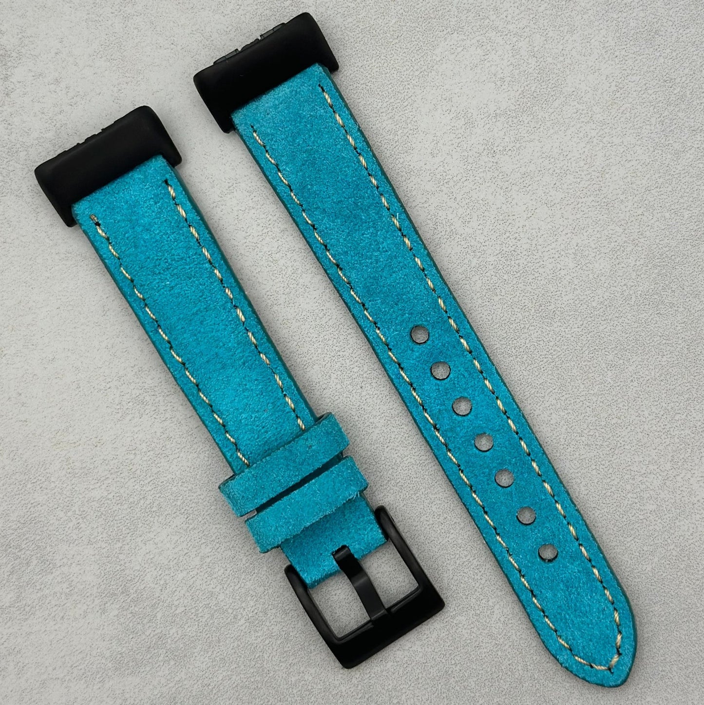 The Paris: Turquoise Blue Padded Suede Fitbit Charge Watch Strap