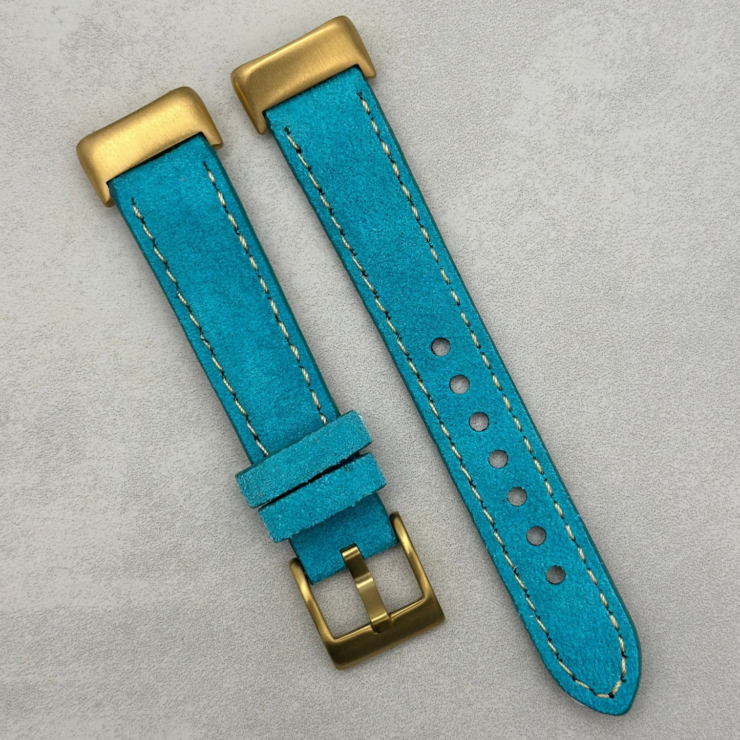 The Paris: Turquoise Blue Padded Suede Fitbit Charge Watch Strap