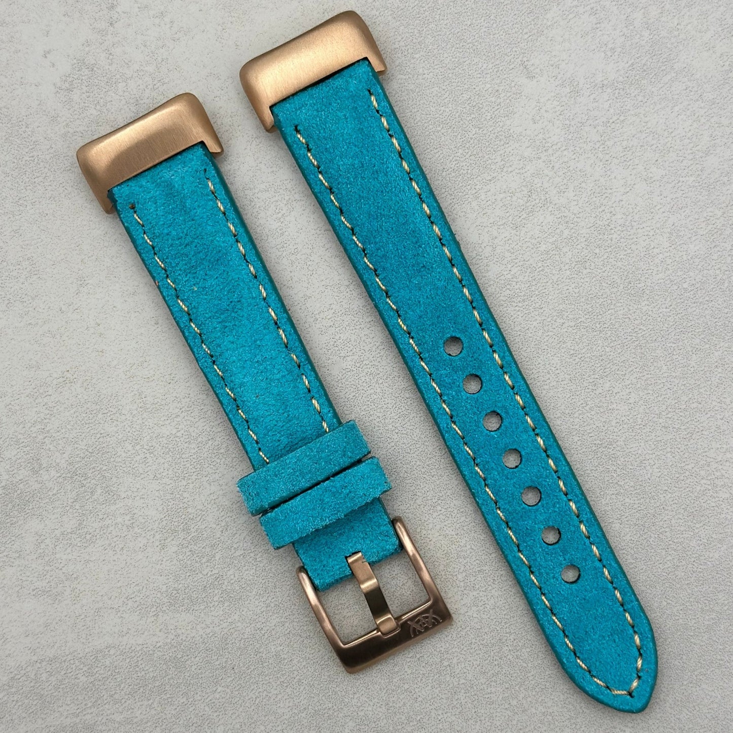 The Paris: Turquoise Blue Padded Suede Fitbit Charge Watch Strap