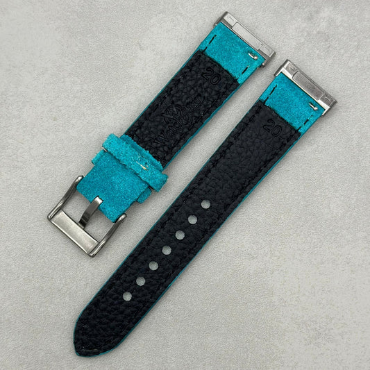 The Paris: Turquoise Blue Padded Suede Fitbit Versa/Sense Watch Strap