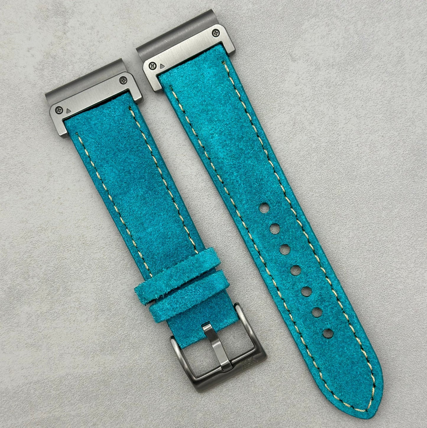 The Paris: Turquoise Padded Suede Garmin QuickFit Watch Strap
