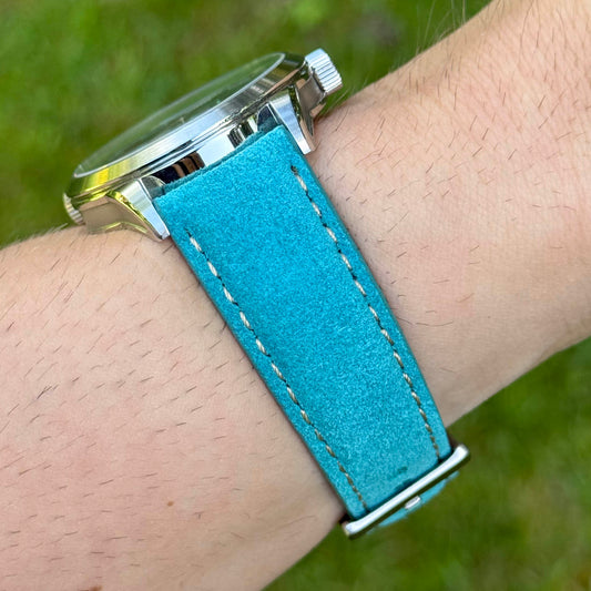The Paris: Turquoise Padded Suede Watch Strap
