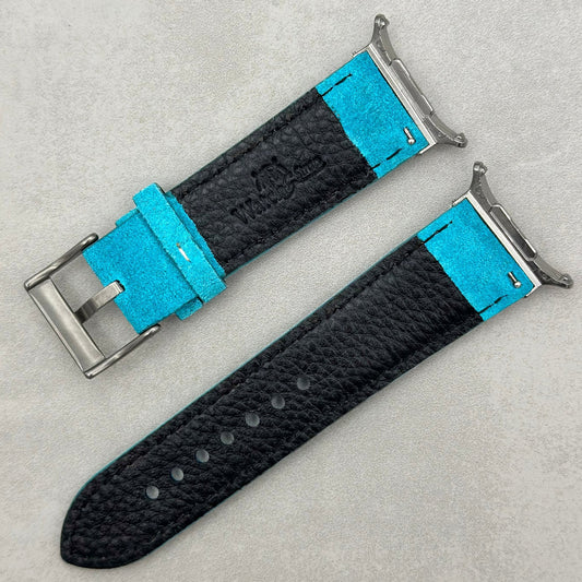 The Paris: Turquoise Padded Suede Samsung Galaxy Watch Ultra Strap