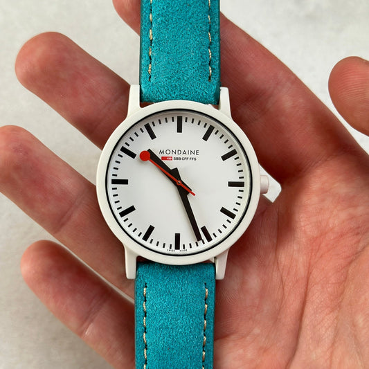 The Paris: Turquoise Padded Suede Watch Strap