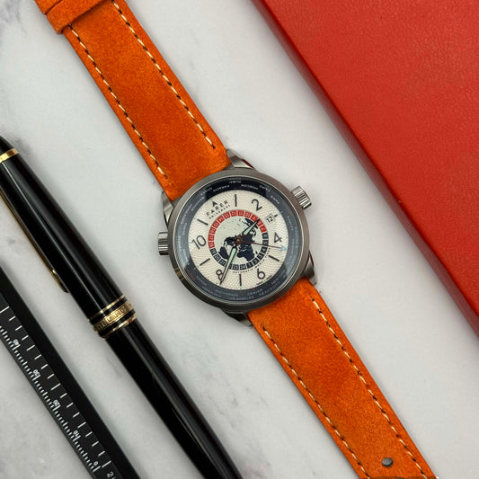 The Paris: Orange Padded Suede Watch Strap