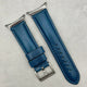 The Prague: Marine Blue Vegetable Tanned Full Grain Leather Samsung Galaxy Watch Ultra Strap