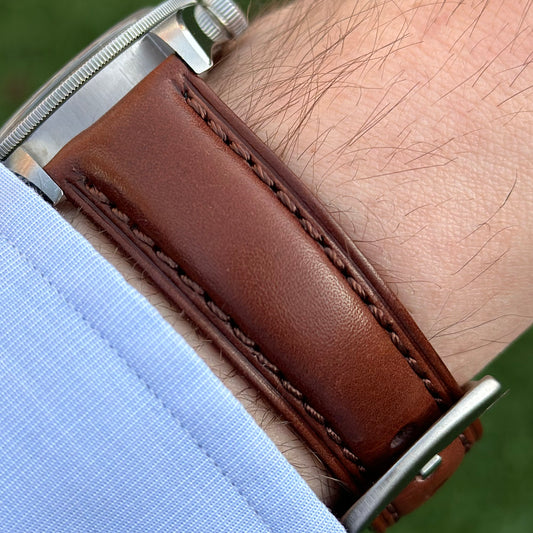 The Prague: Chestnut Brown Vegetable Tanned Full Grain Leather Watch Strap