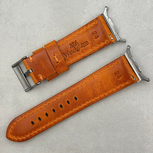 The Prague: Cognac Vegetable Tanned Full Grain Leather Samsung Galaxy Watch Ultra Strap