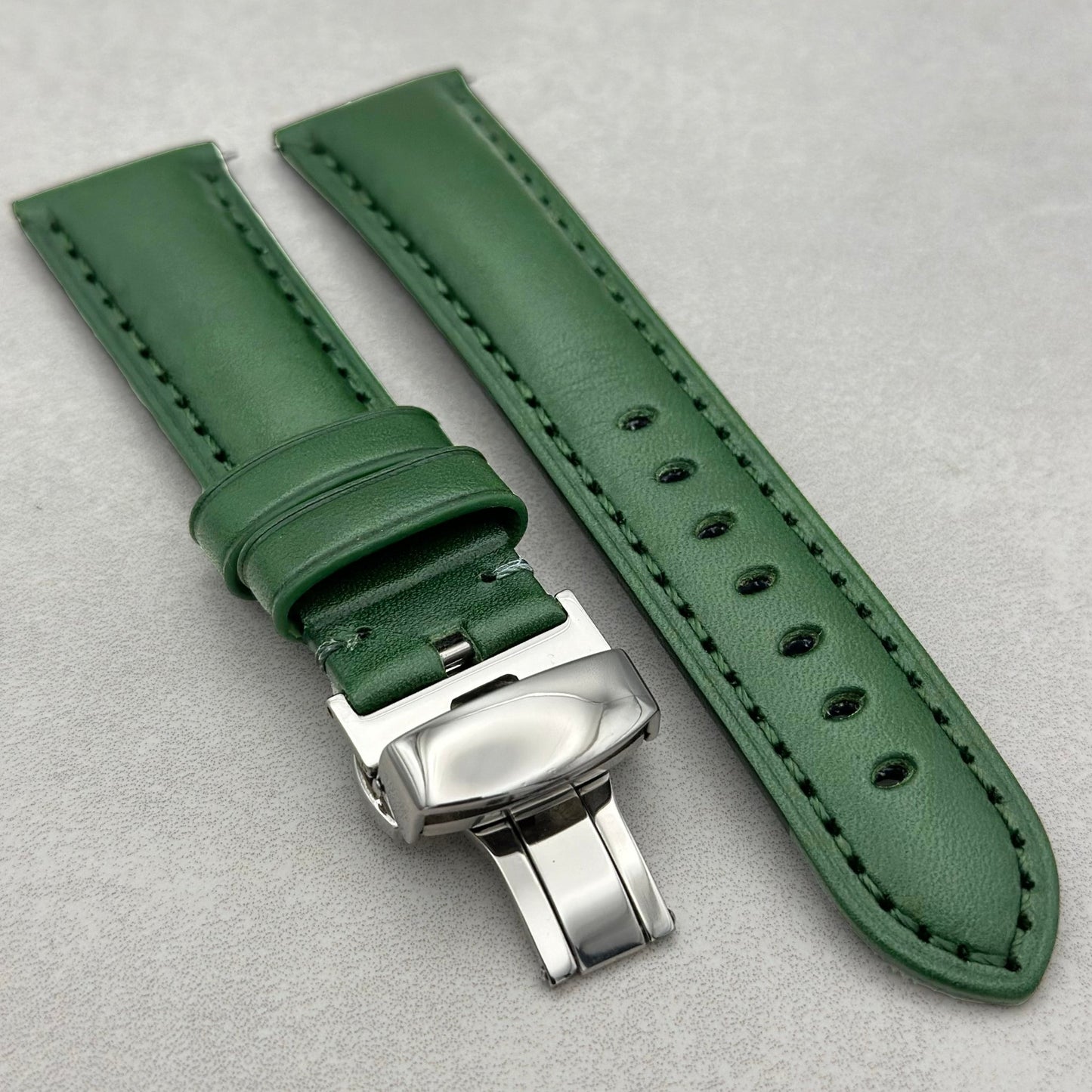 The Prague: Racing Green Vegetable Tanned Full Grain Leather Apple Watch Strap
