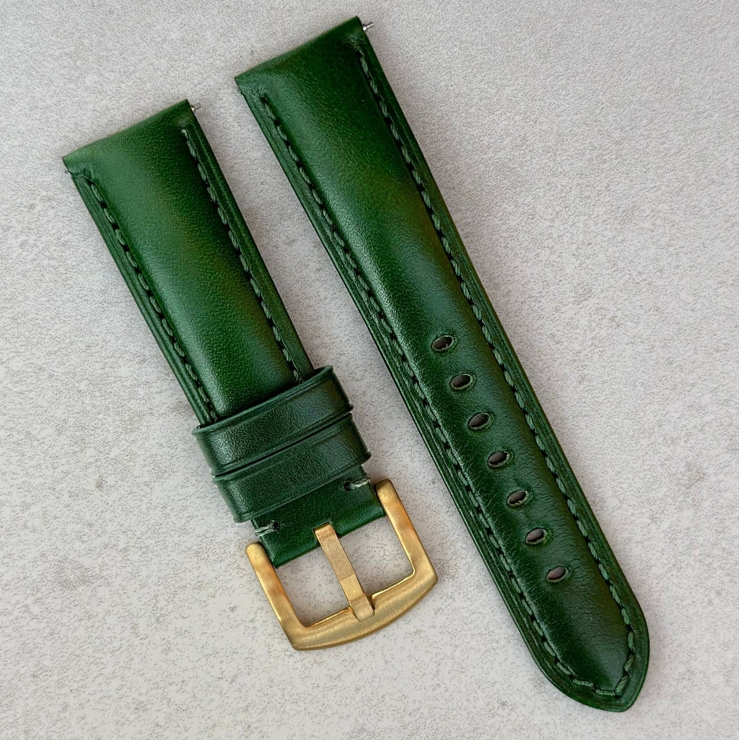 The Prague: Racing Green Vegetable Tanned Full Grain Leather Watch Strap