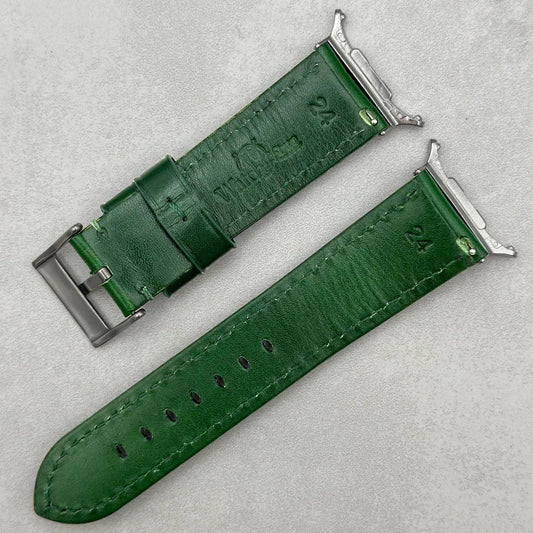 The Prague: Racing Green Vegetable Tanned Full Grain Leather Samsung Galaxy Watch Ultra Strap