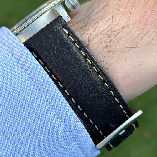 The Rome: Onyx Black Italian Full Grain Leather Watch Strap
