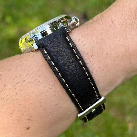 The Rome: Onyx Black Italian Full Grain Leather Watch Strap