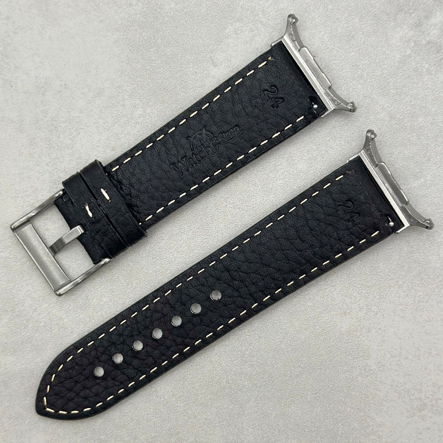 The Rome: Onyx Black Italian Full Grain Leather Samsung Galaxy Watch Ultra Strap