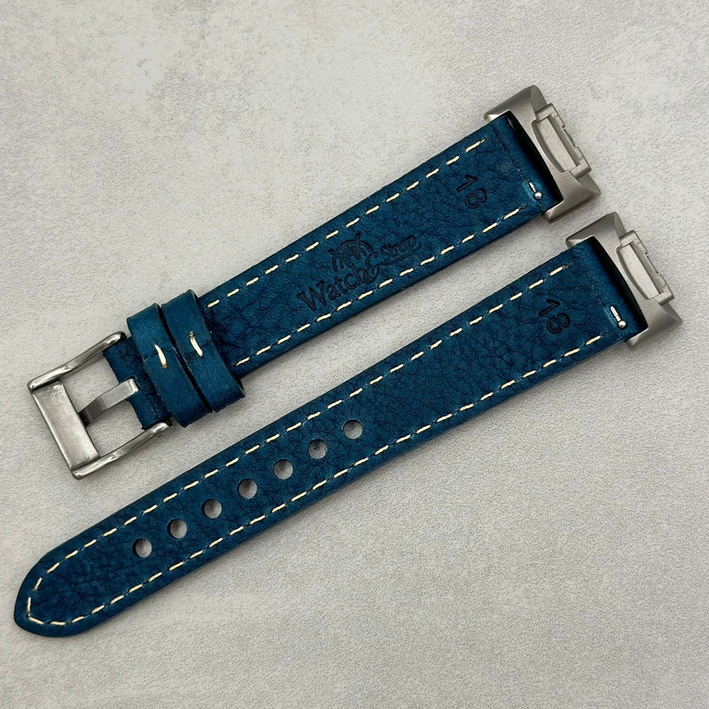 The Rome: Prussian Blue Italian Full Grain Leather Fitbit Charge Watch Strap