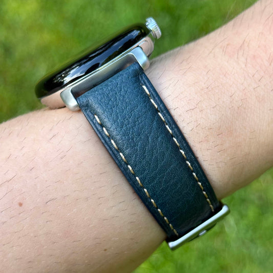 Rome blue full grain leather Google Pixel Watch strap. Google Pixel Watch 2, 3, 4. Watch And Strap