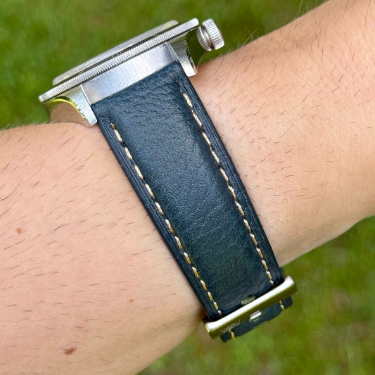 The Rome: Prussian Blue Italian Full Grain Leather Watch Strap