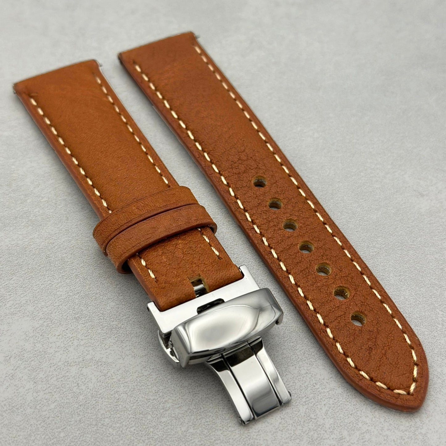 Rome Copper Italian leather watch strap with a butterfly clasp. Apple Watch strap, series 4, 5, 6, 7, 8, 9, 10, 11, SE, Ultra