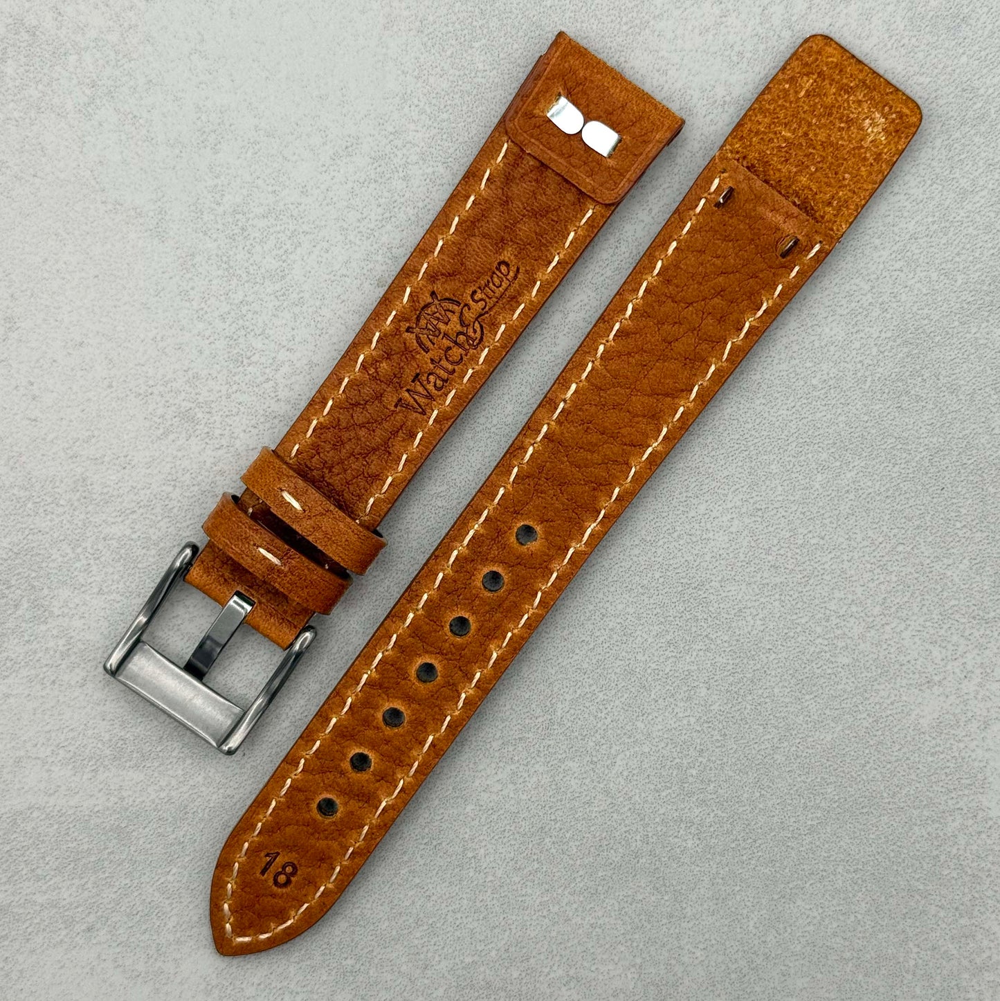 The Rome: Copper Brown Italian Full Grain Leather Open Ended Watch Strap