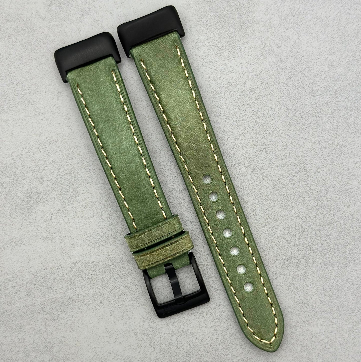 The Rome: Olive Green Italian Full Grain Leather Fitbit Charge Watch Strap