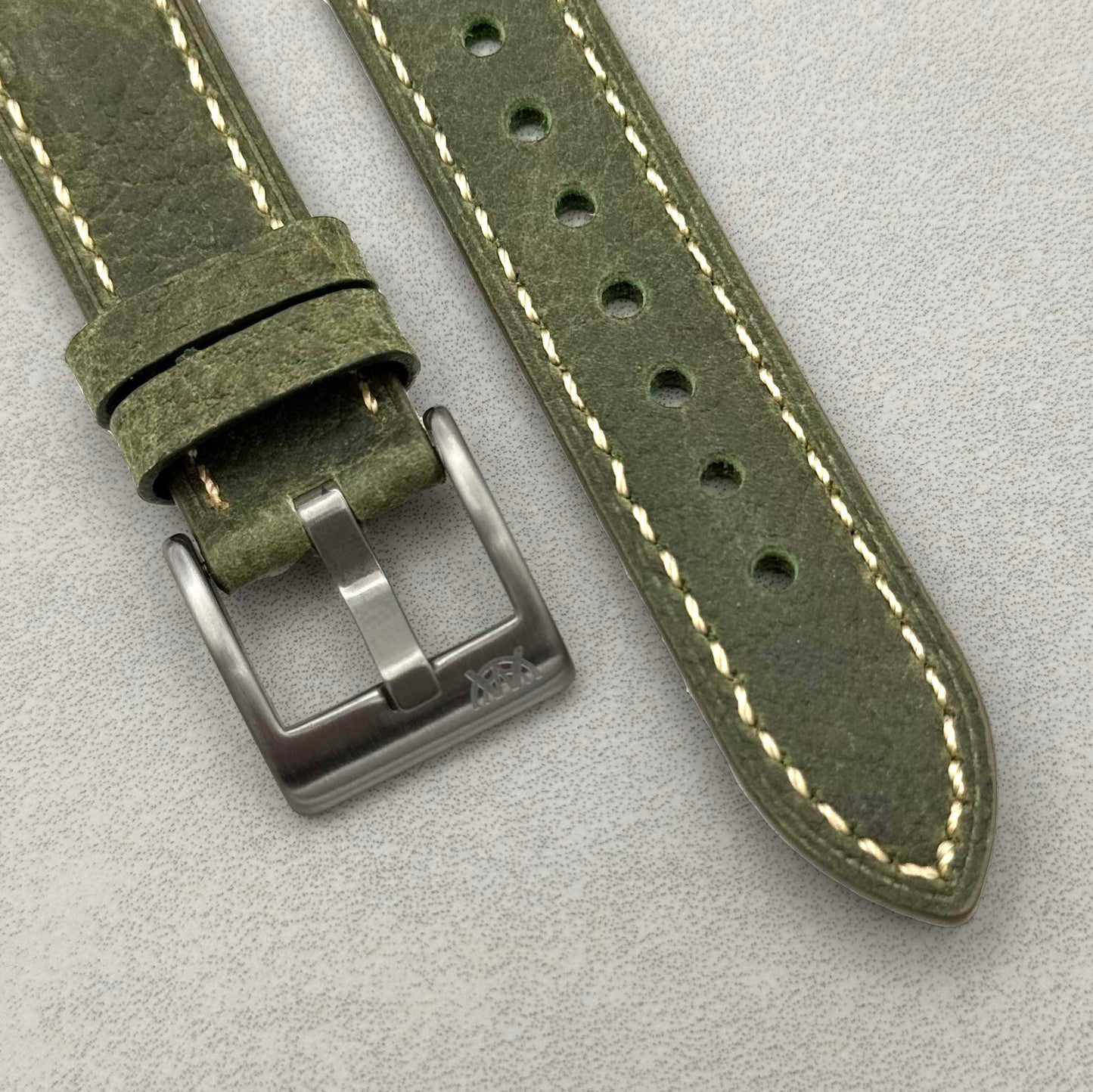 The Rome: Green Italian Full Grain Leather Open Ended Watch Strap