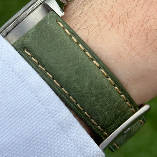 The Rome: Olive Green Italian Full Grain Leather Watch Strap