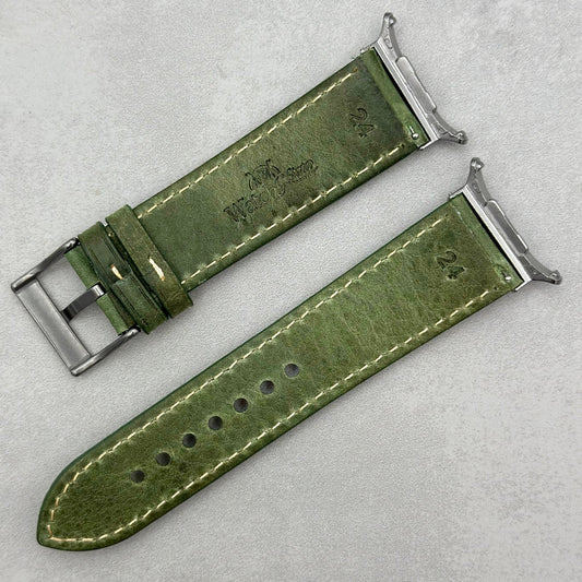 The Rome: Olive Green Italian Full Grain Leather Samsung Galaxy Watch Ultra Strap