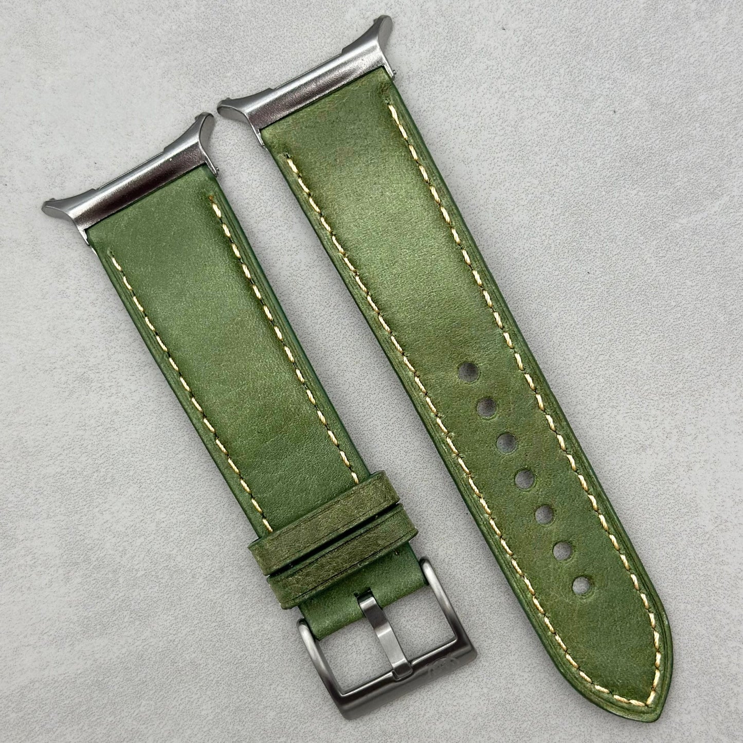 The Rome: Olive Green Italian Full Grain Leather Samsung Galaxy Watch Ultra Strap