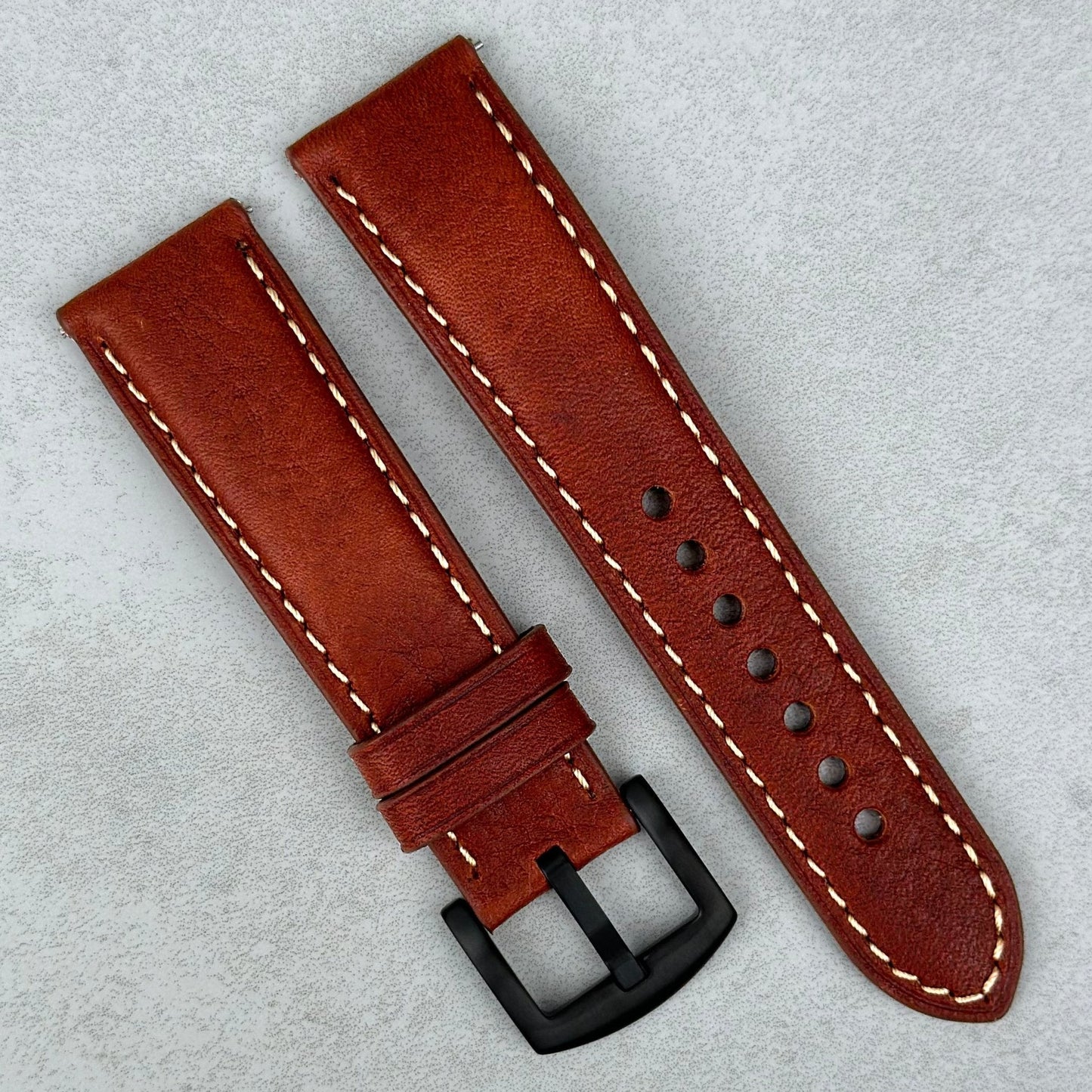 The Rome: Terracotta Brown Italian Full Grain Leather Watch Strap