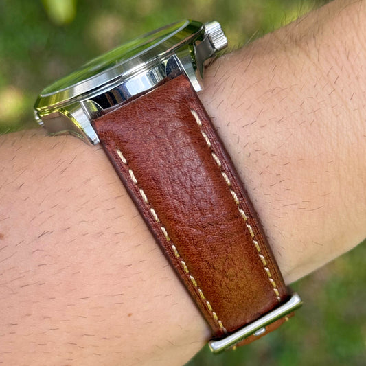 The Rome: Terracotta Brown Italian Full Grain Leather Watch Strap