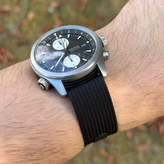 The Stockholm: Jet Black Ribbed Nylon Single Pass Deployant Strap