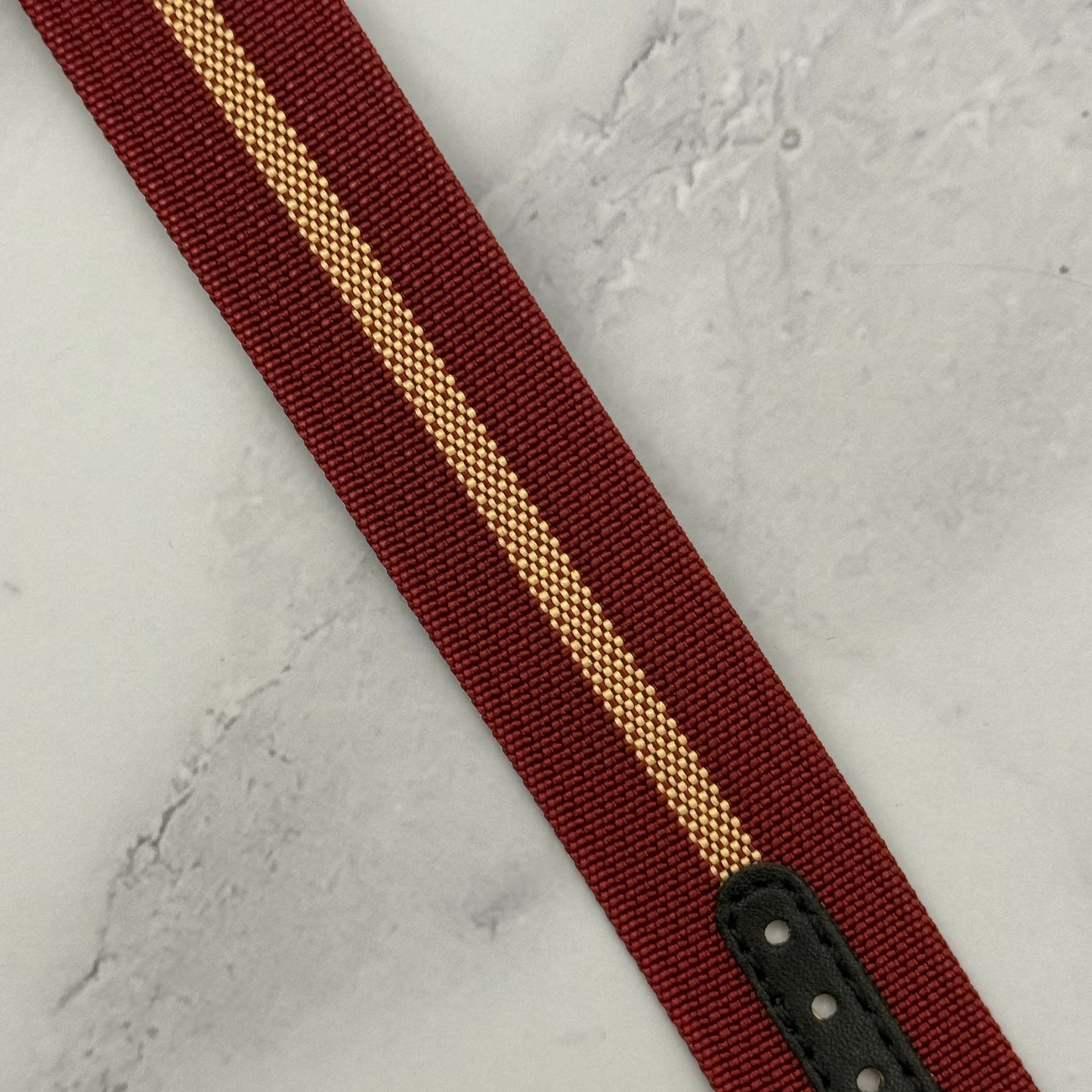 The Stockholm: Red And Gold Ribbed Nylon Single Pass Deployant Strap