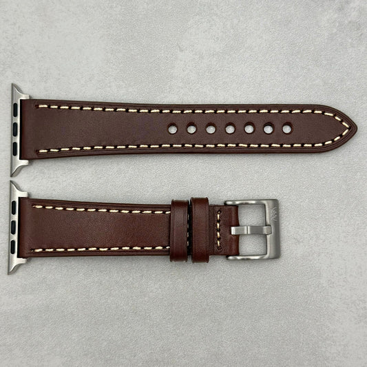 The Venice: Mocha Brown Italian Vegetable Tanned Leather Apple Watch Strap