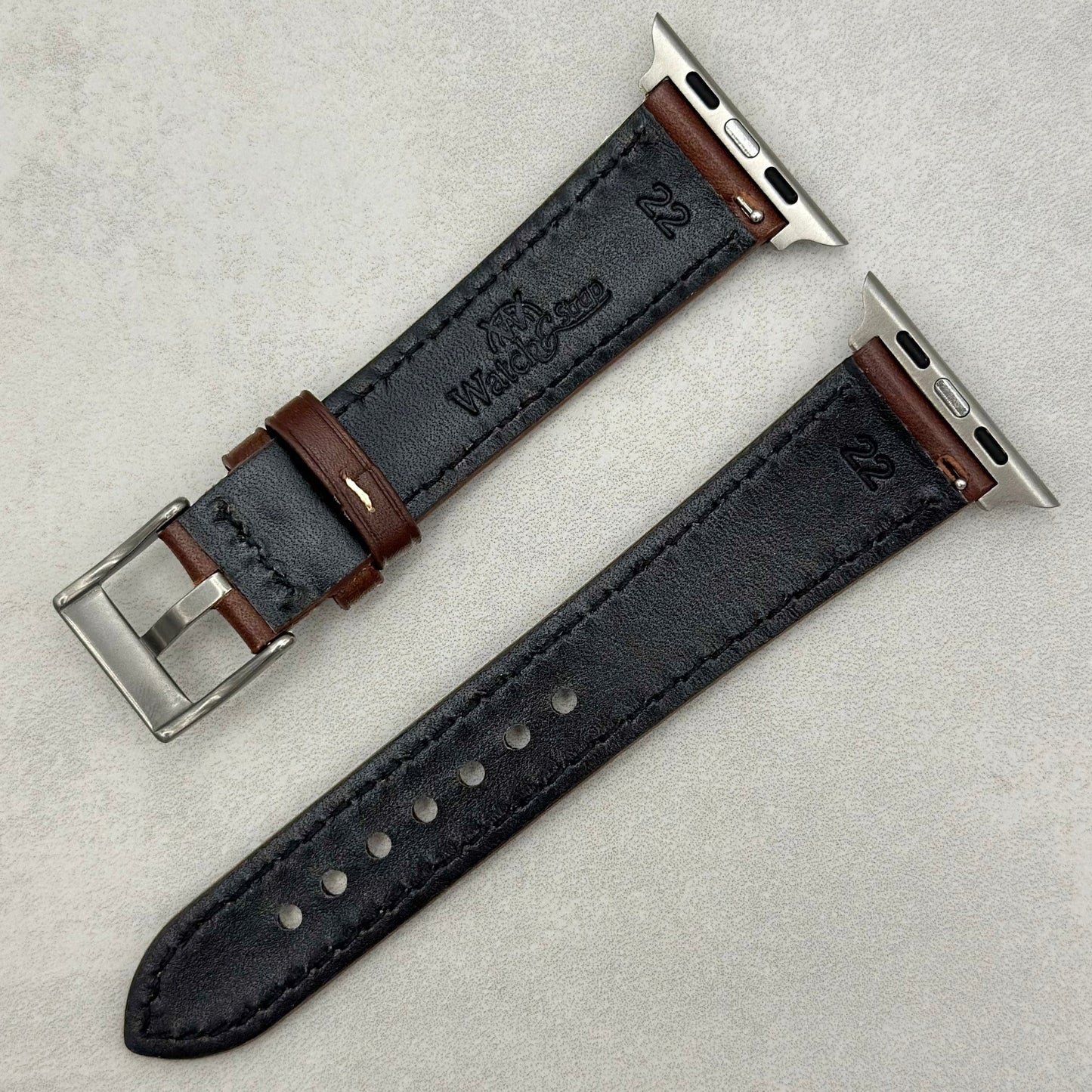 The Venice: Mocha Brown Italian Vegetable Tanned Leather Apple Watch Strap