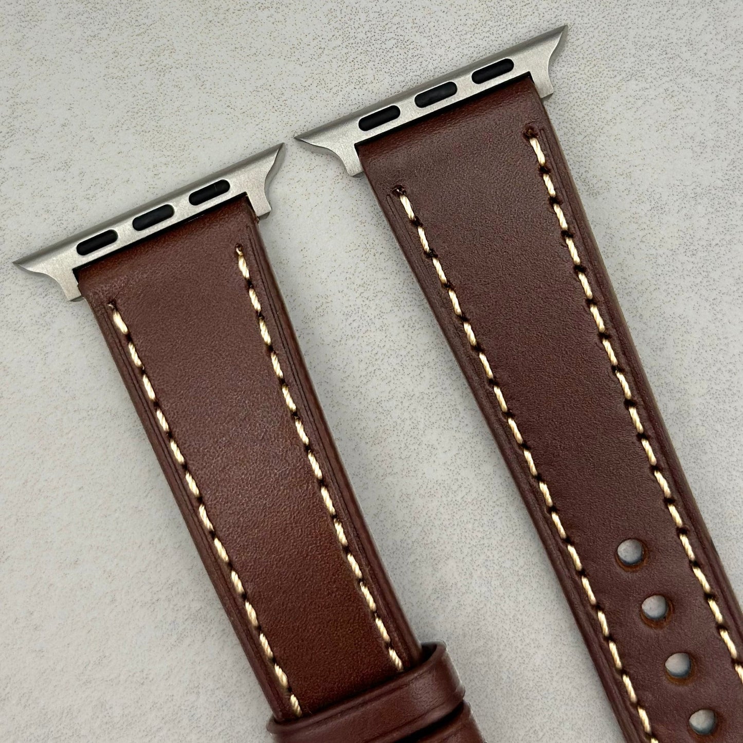 The Venice: Mocha Brown Italian Vegetable Tanned Leather Apple Watch Strap