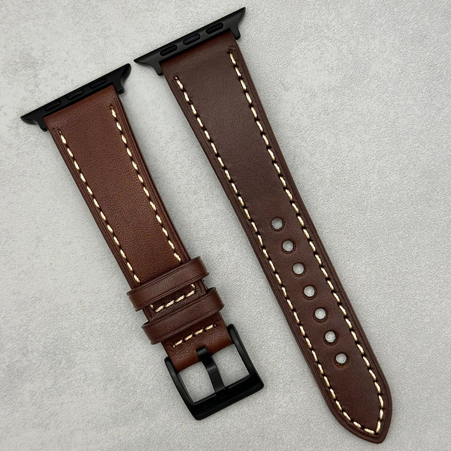 The Venice: Mocha Brown Italian Vegetable Tanned Leather Apple Watch Strap