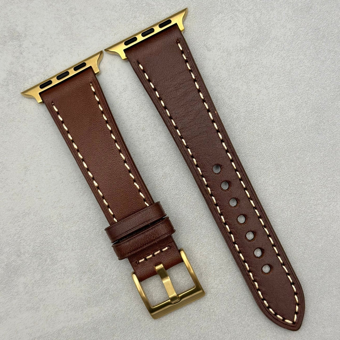 The Venice: Mocha Brown Italian Vegetable Tanned Leather Apple Watch Strap
