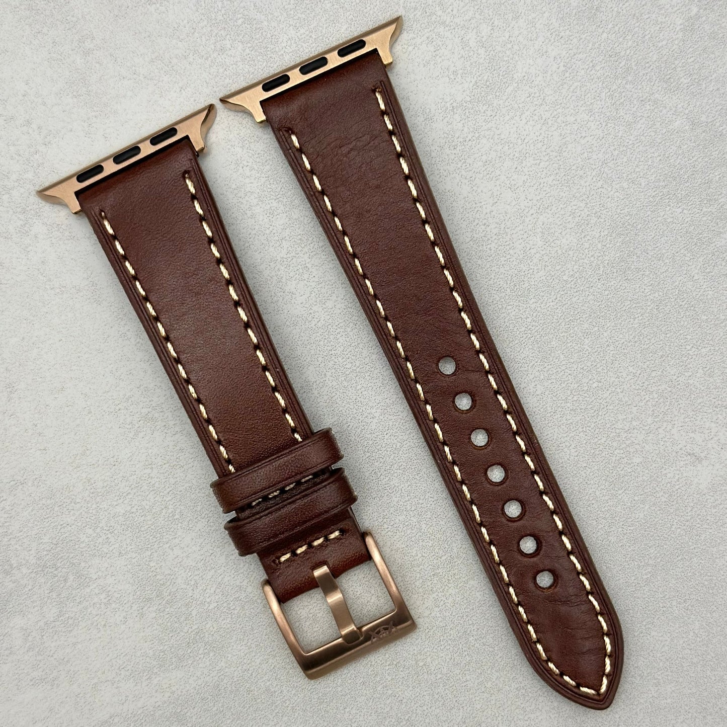 The Venice: Mocha Brown Italian Vegetable Tanned Leather Apple Watch Strap