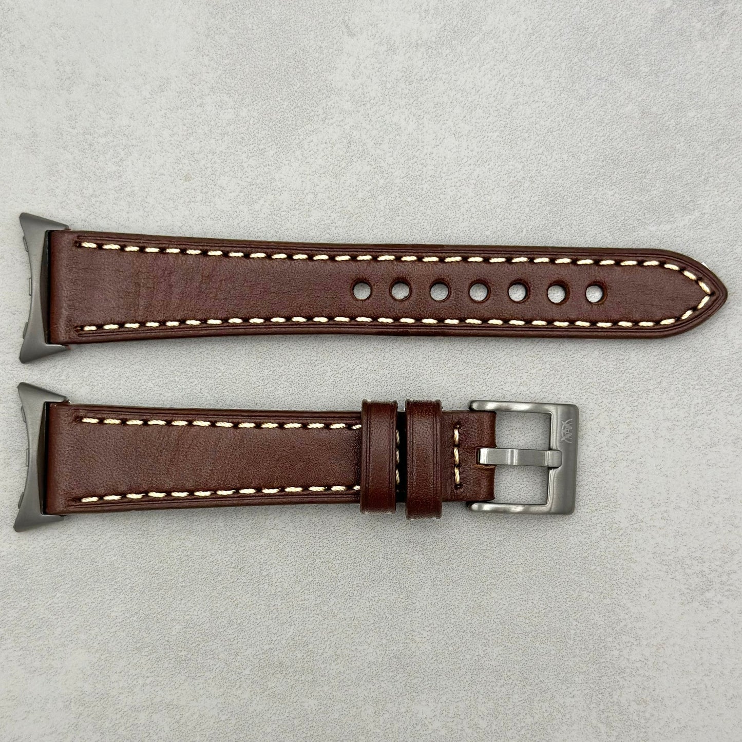 The Venice: Mocha Brown Italian Vegetable Tanned Leather Google Pixel Watch Strap