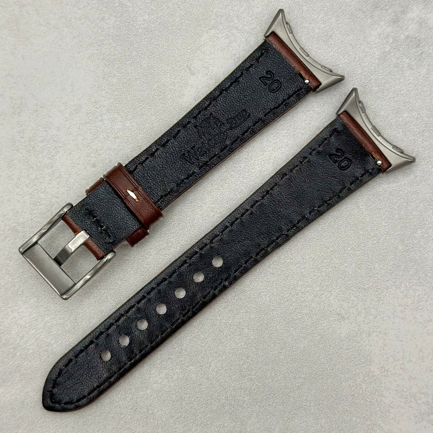 The Venice: Mocha Brown Italian Vegetable Tanned Leather Google Pixel Watch Strap