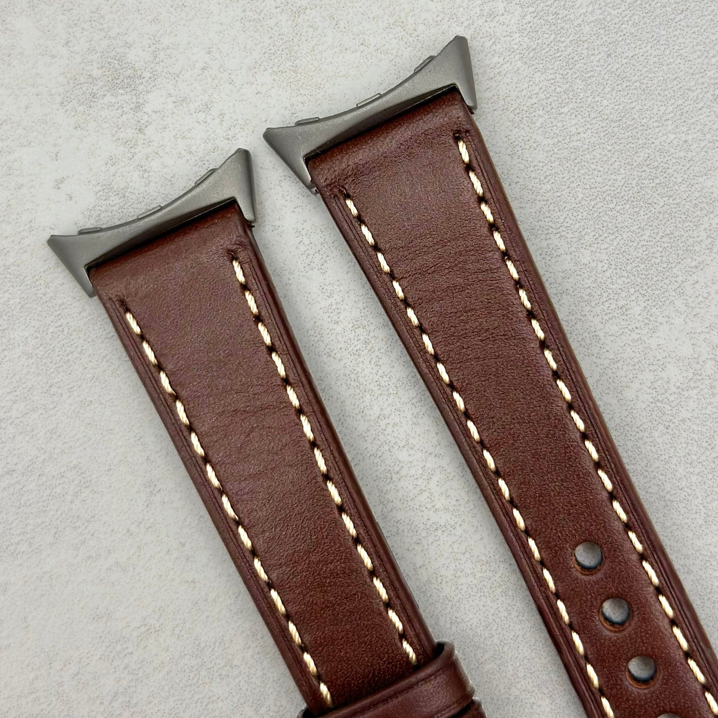 The Venice: Mocha Brown Italian Vegetable Tanned Leather Google Pixel Watch Strap