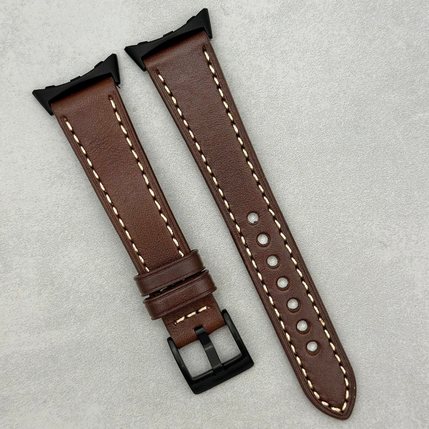 The Venice: Mocha Brown Italian Vegetable Tanned Leather Google Pixel Watch Strap
