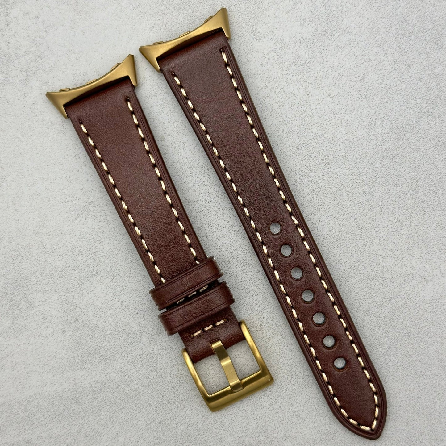 The Venice: Mocha Brown Italian Vegetable Tanned Leather Google Pixel Watch Strap