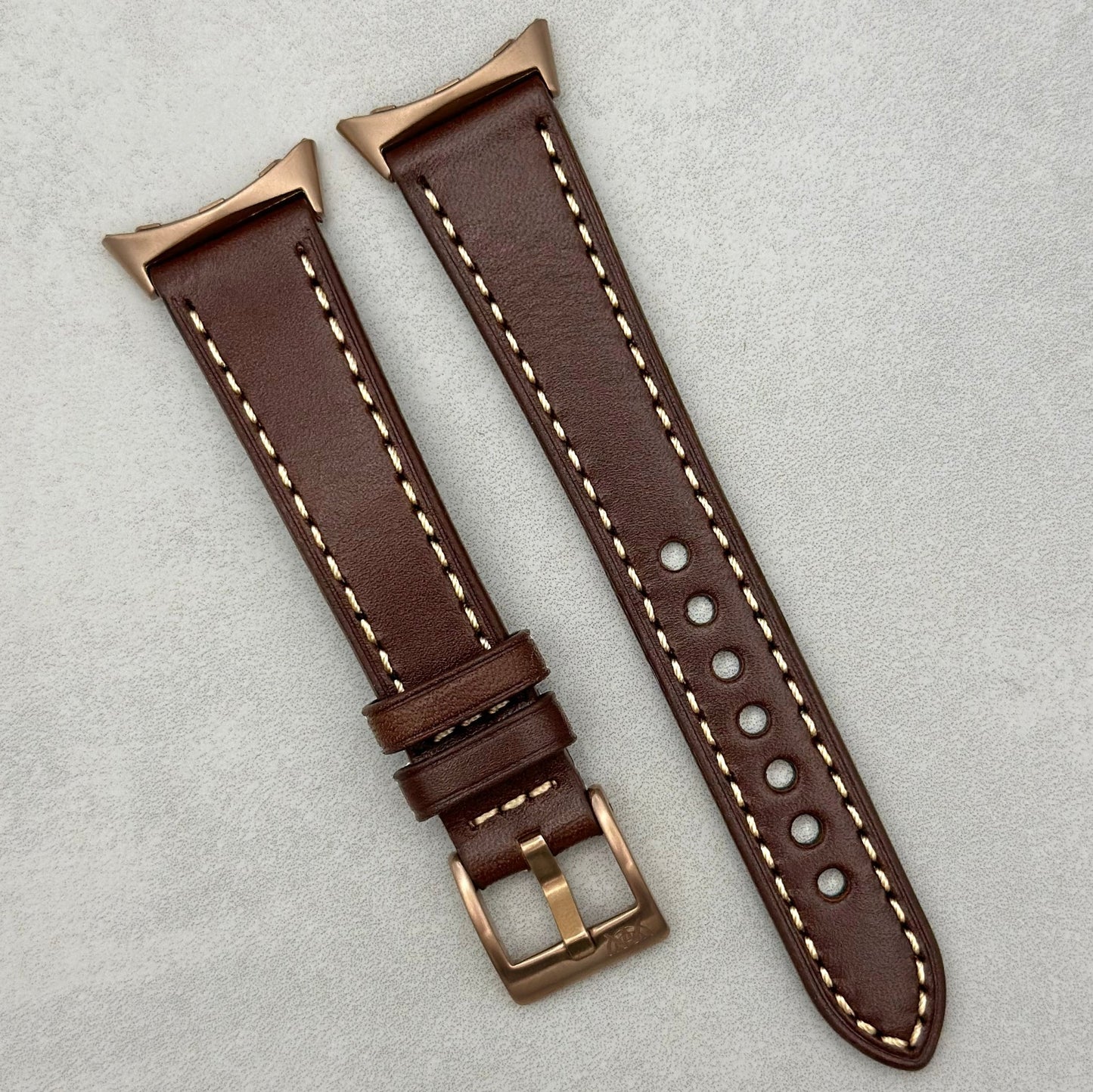 The Venice: Mocha Brown Italian Vegetable Tanned Leather Google Pixel Watch Strap