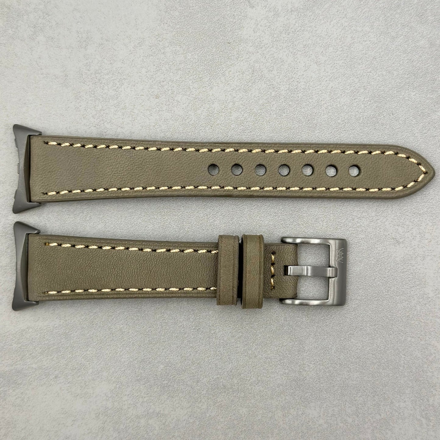 The Venice: Smoke Grey Italian Vegetable Tanned Leather Google Pixel Watch Strap