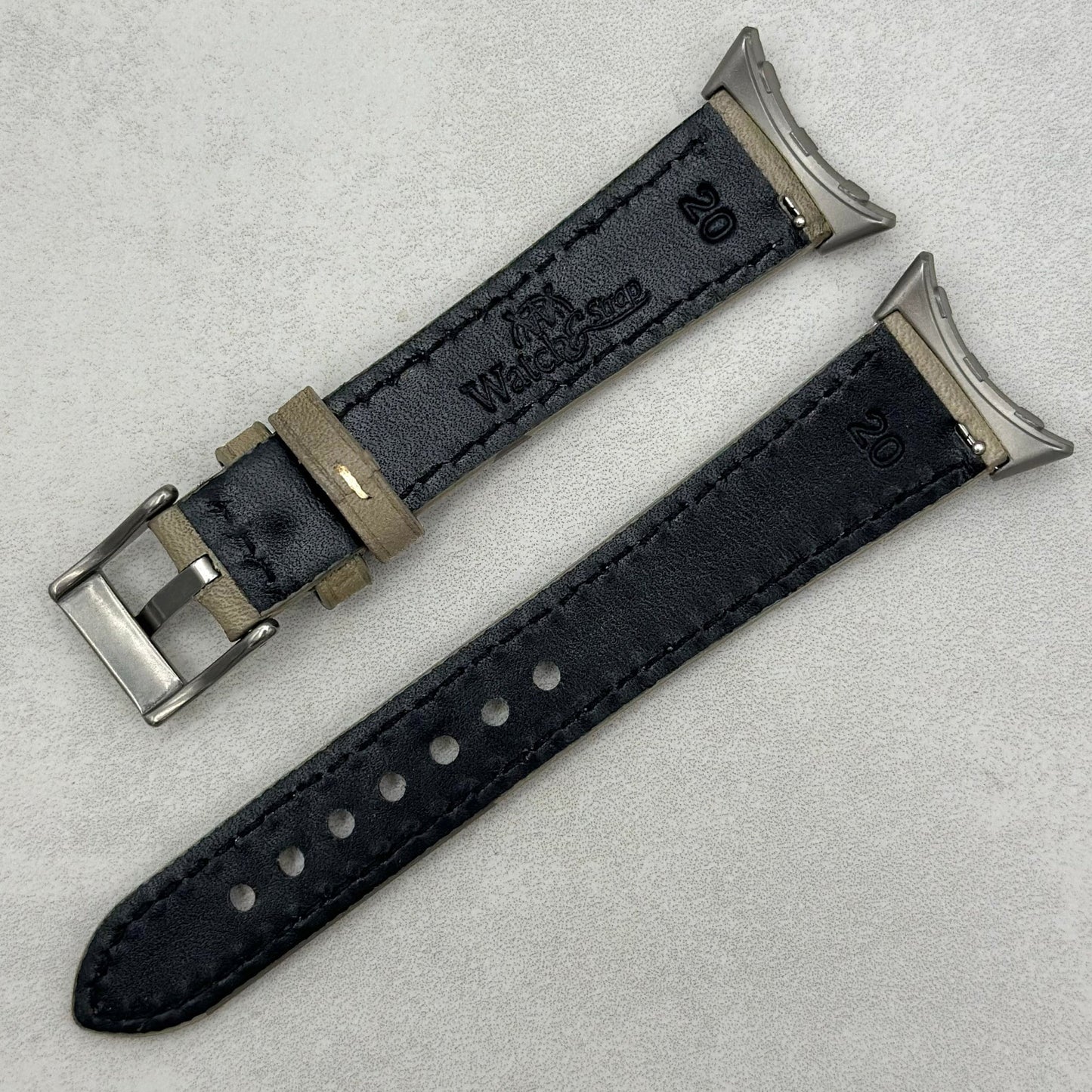 The Venice: Smoke Grey Italian Vegetable Tanned Leather Google Pixel Watch Strap