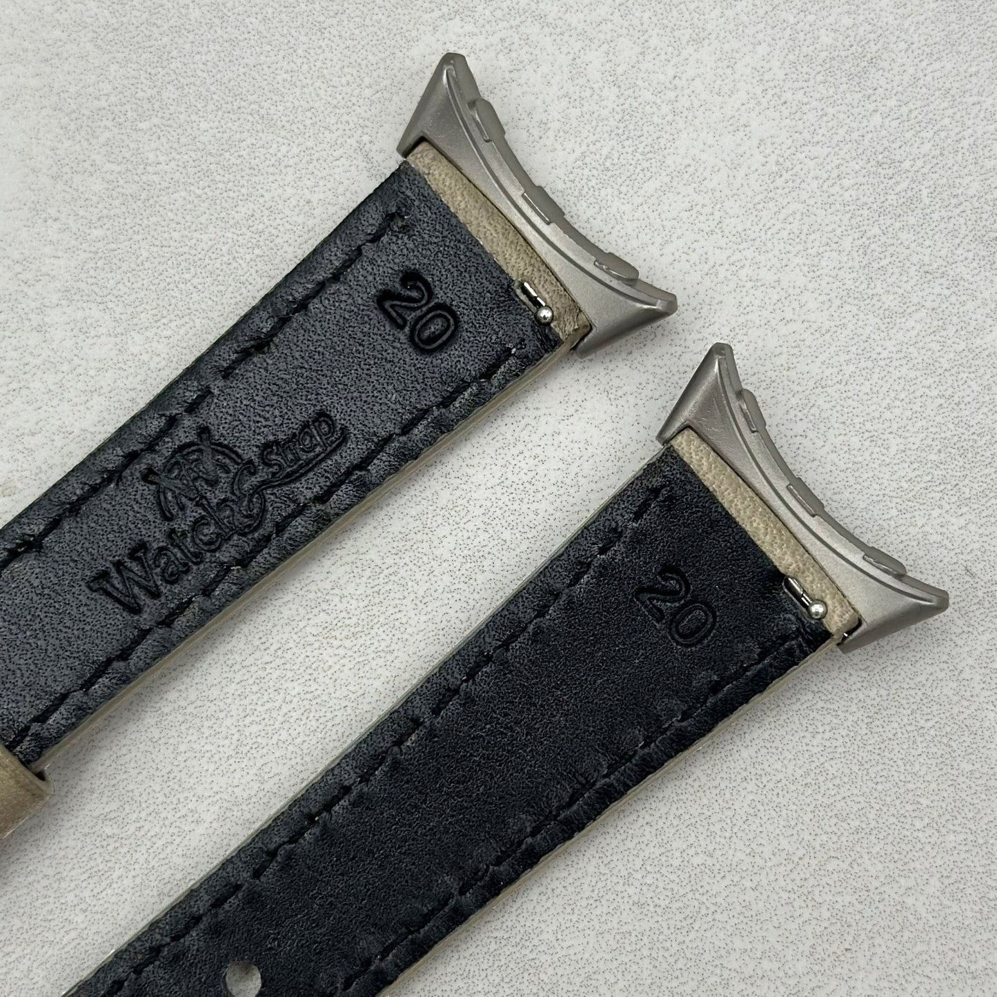 The Venice: Smoke Grey Italian Vegetable Tanned Leather Google Pixel Watch Strap