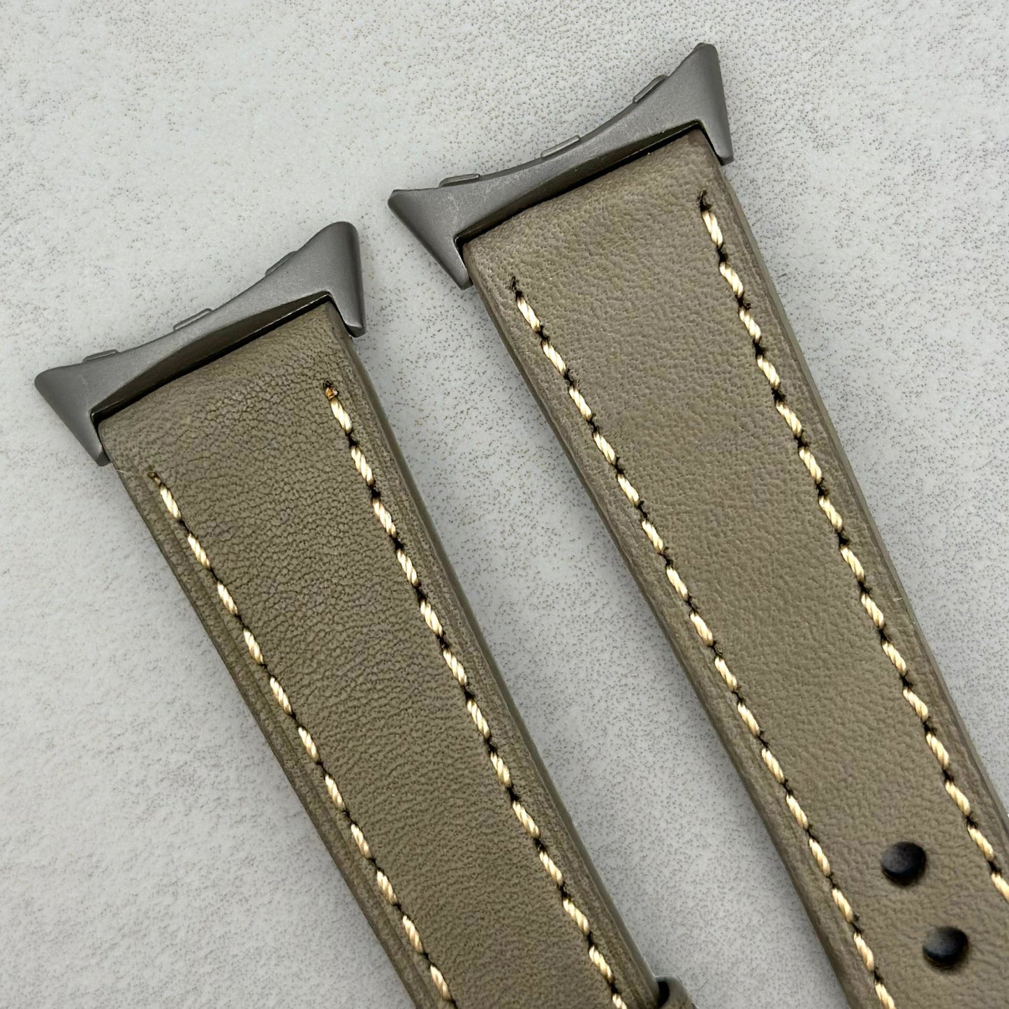 The Venice: Smoke Grey Italian Vegetable Tanned Leather Google Pixel Watch Strap